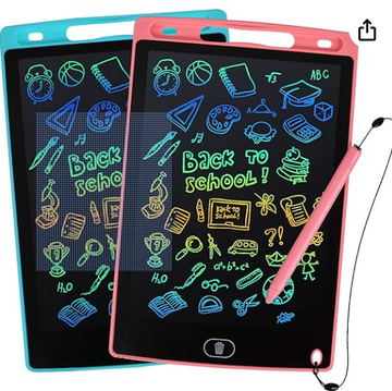 LCD Writing Tablet, 2 Packs Drawing Pads for Kids 3 4 5 6 Years Old 8.5 Inch Colorful Lines Doodle Scribble Boards Educational Toys for Boys Girls Road Trip EssentialsTravel Game Toys,Pink+Blue